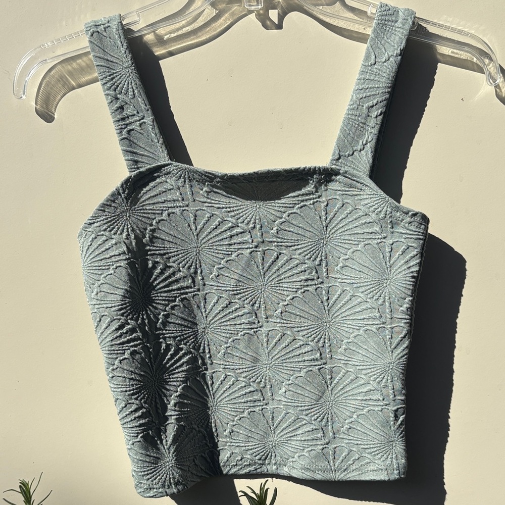 SHEIN Textured Blue Crop Top